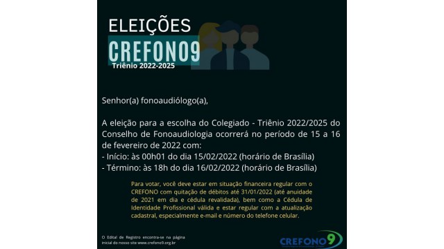 ELEIÇÕES CREFONO9 TRIENIO 2022-2025